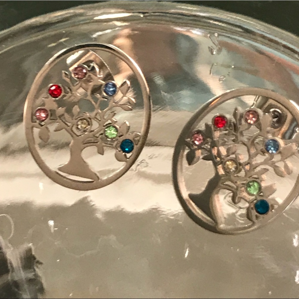 STUNNING Silver Tone “Tree of Life” Earrings